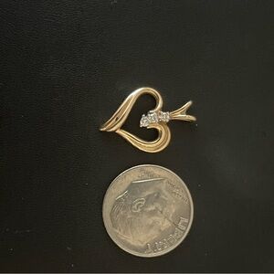 14k Gold Heart Pendant with genuine diamonds